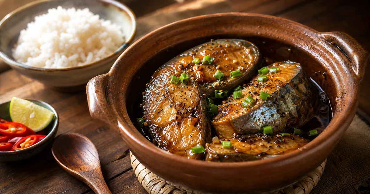 Cá thu một nắng kho tộ thơm lừng dậy mùi