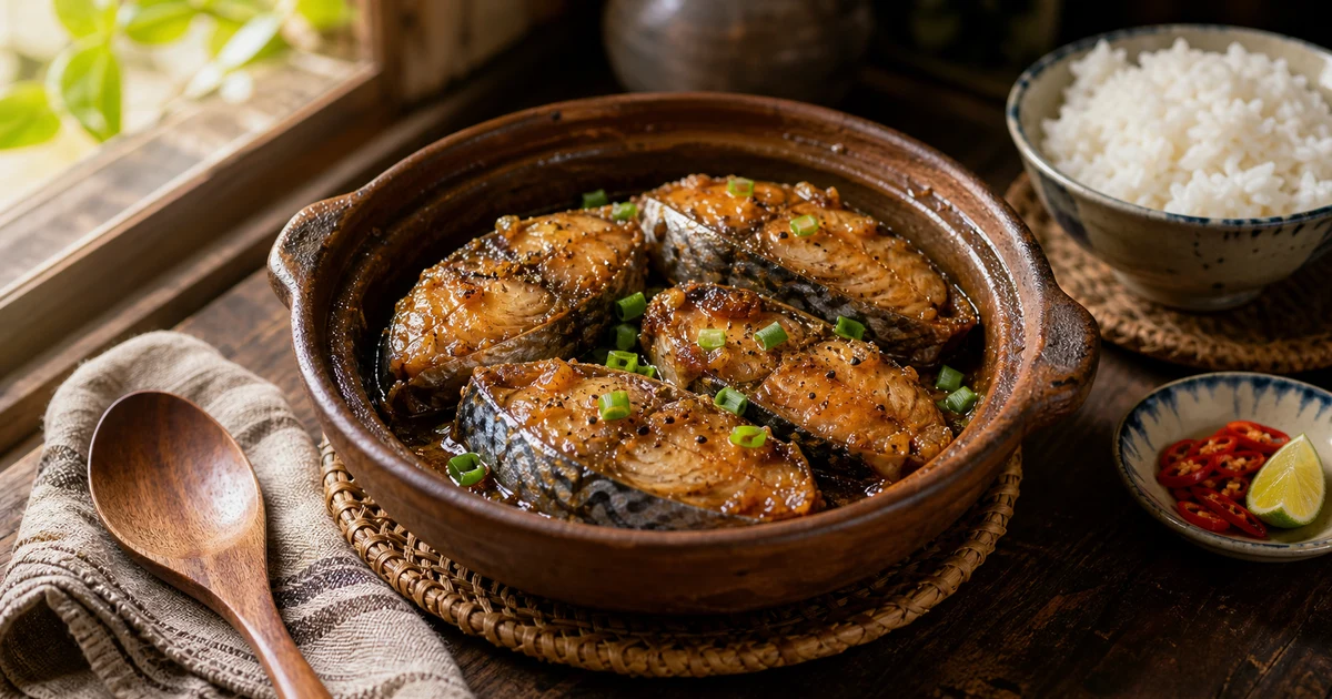 Cá thu một nắng kho gừng với nước sốt sánh thơm, ăn cùng cơm nóng